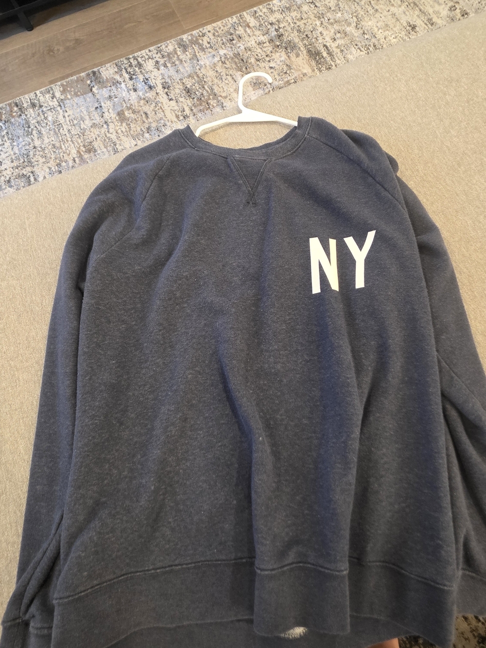 H&M Men's Navy Crewneck Sweatshirt with NY Graphic